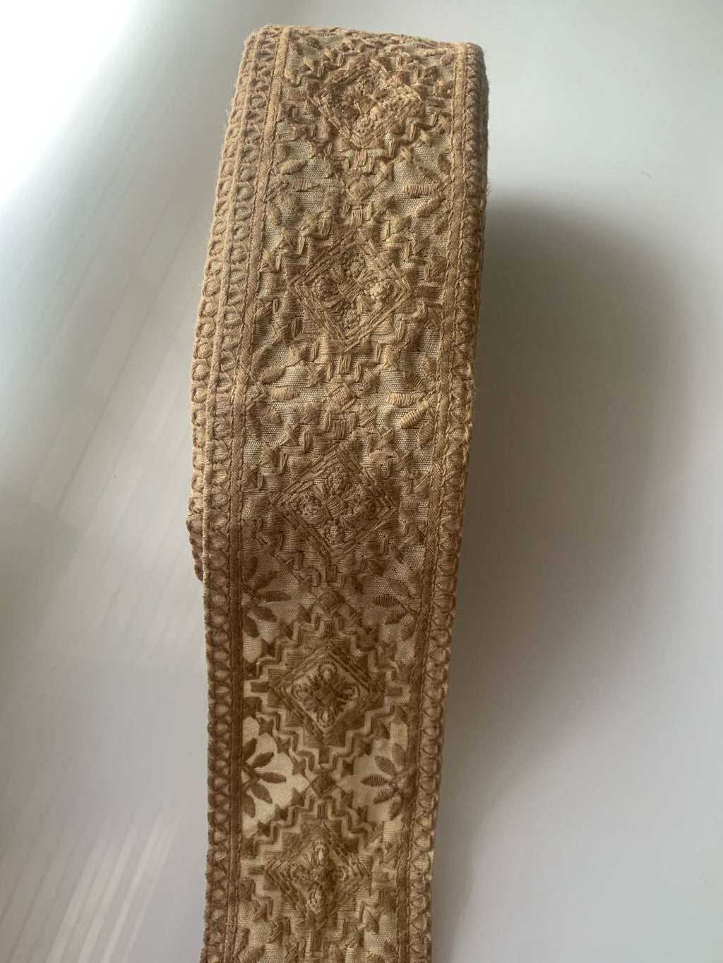 Premium Geometric Diamond & Floral Embroidered Cotton Lace Trim