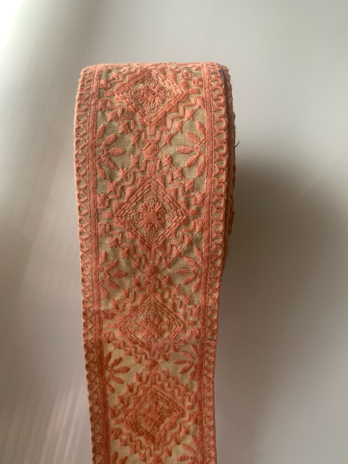 Premium Geometric Diamond & Floral Embroidered Cotton Lace Trim