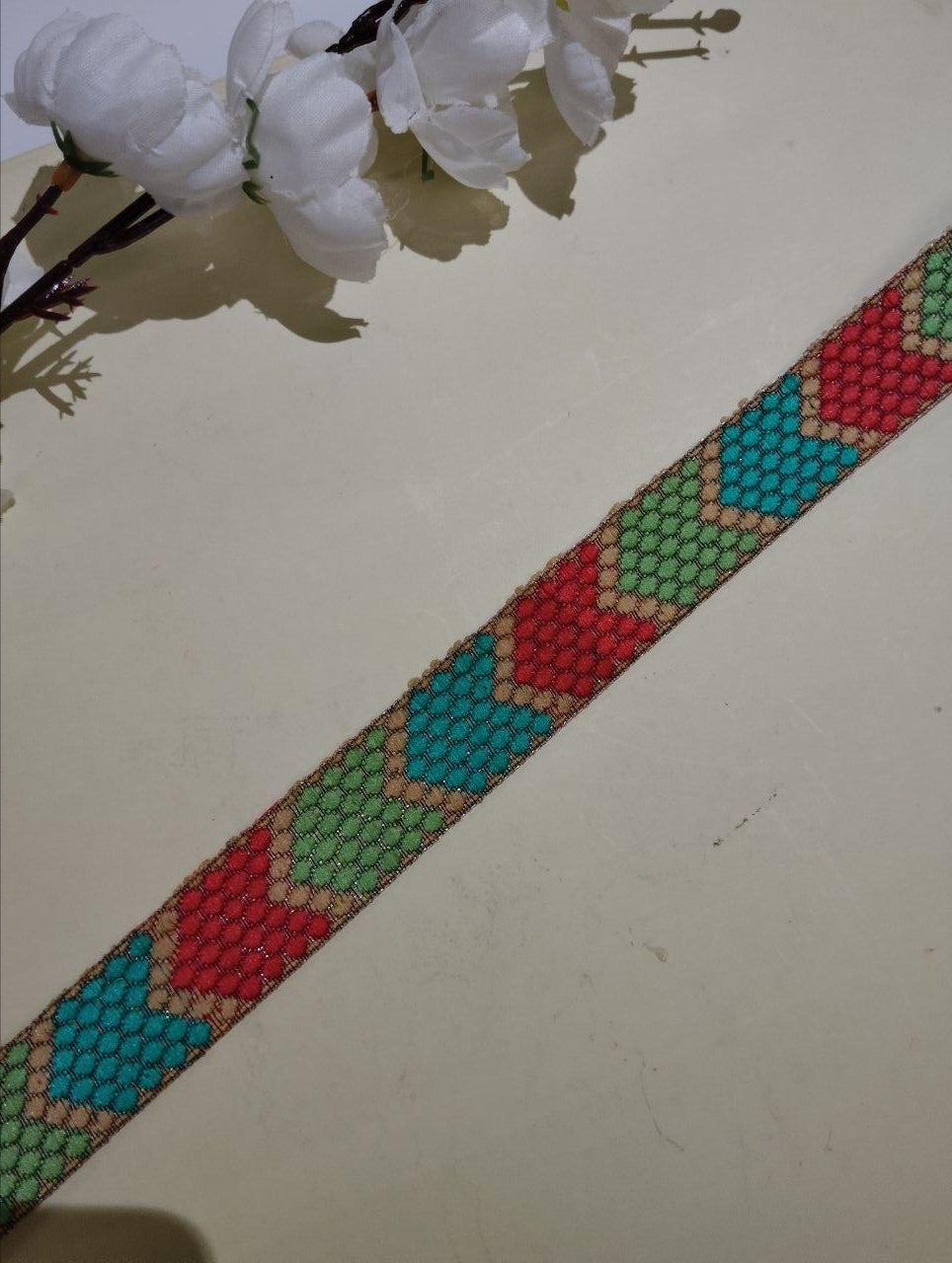 Embroidered Geometric Ribbon