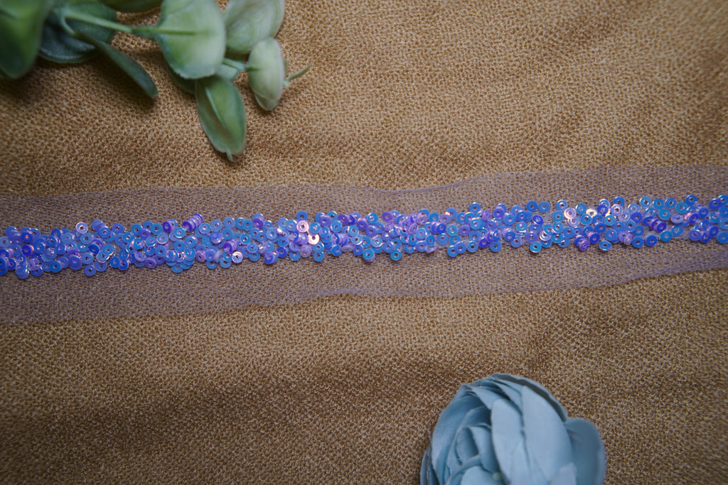 Sequin Embellished Tulle Lace Trim
