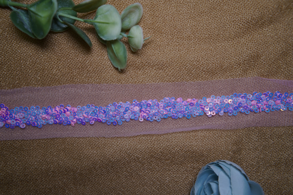 Sequin Embellished Tulle Lace Trim