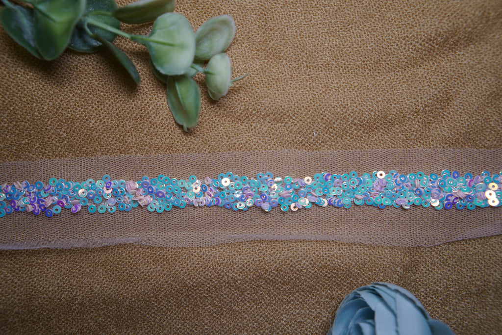 Sequin Embellished Tulle Lace Trim