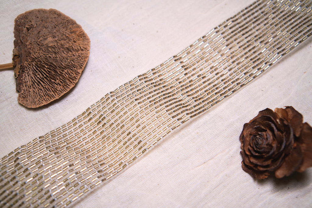 Metallic Grid Sequin Trim on Hard Tulle