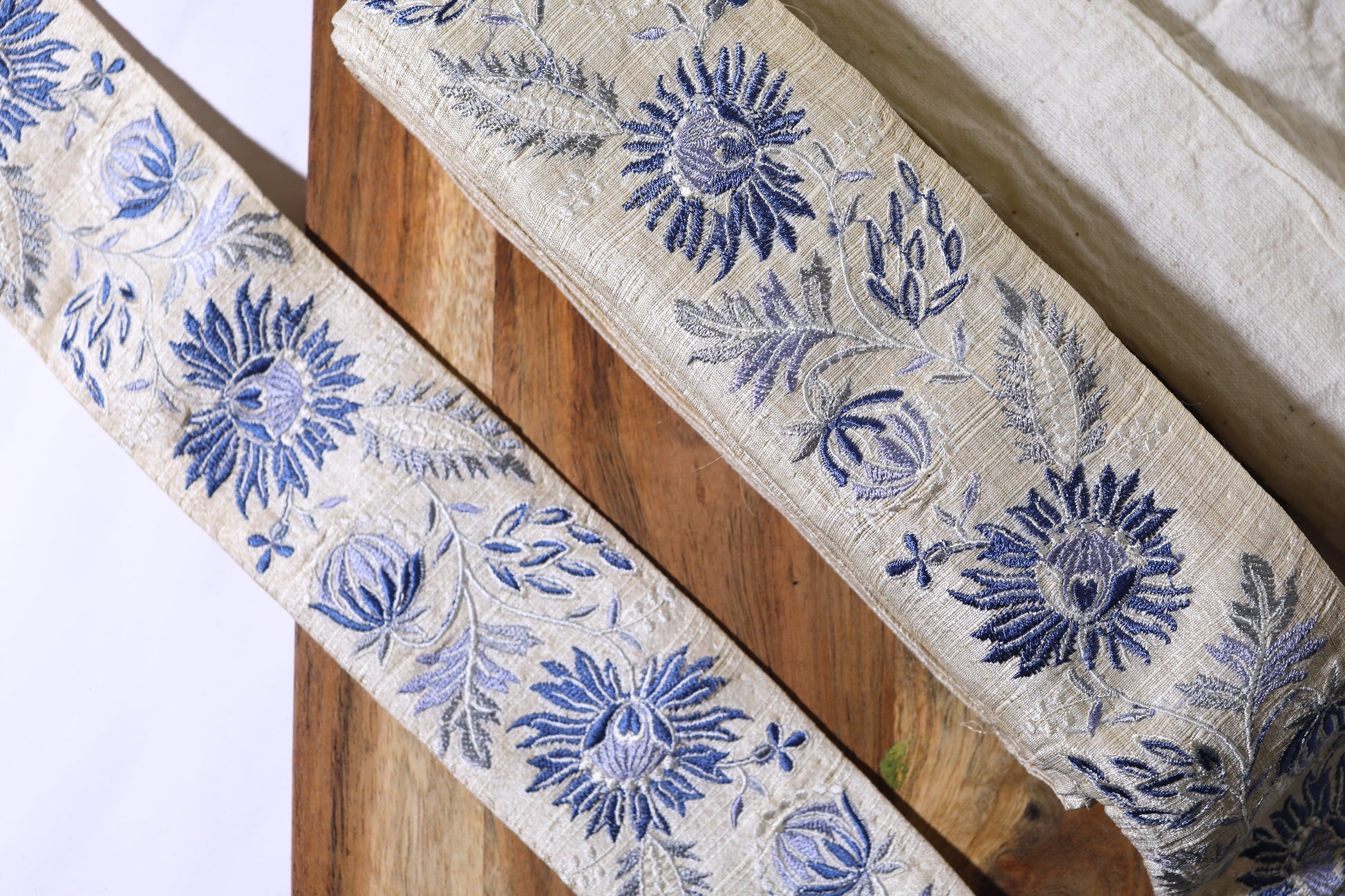 Blue Floral Embroidered Trim – Royal Garden Collection