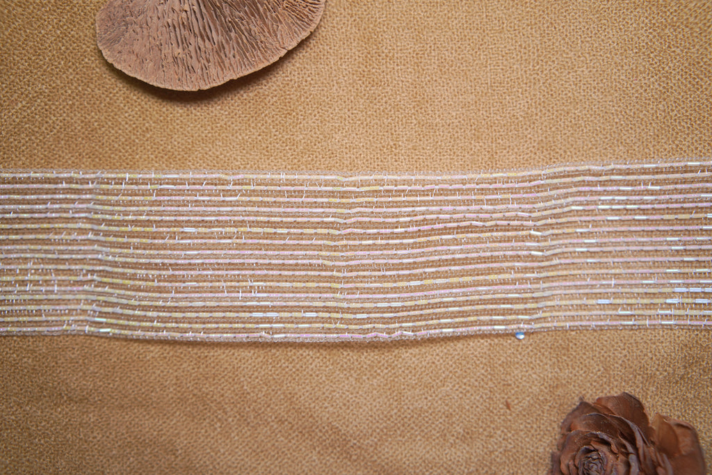 Metallic Grid Sequin Trim on Hard Tulle