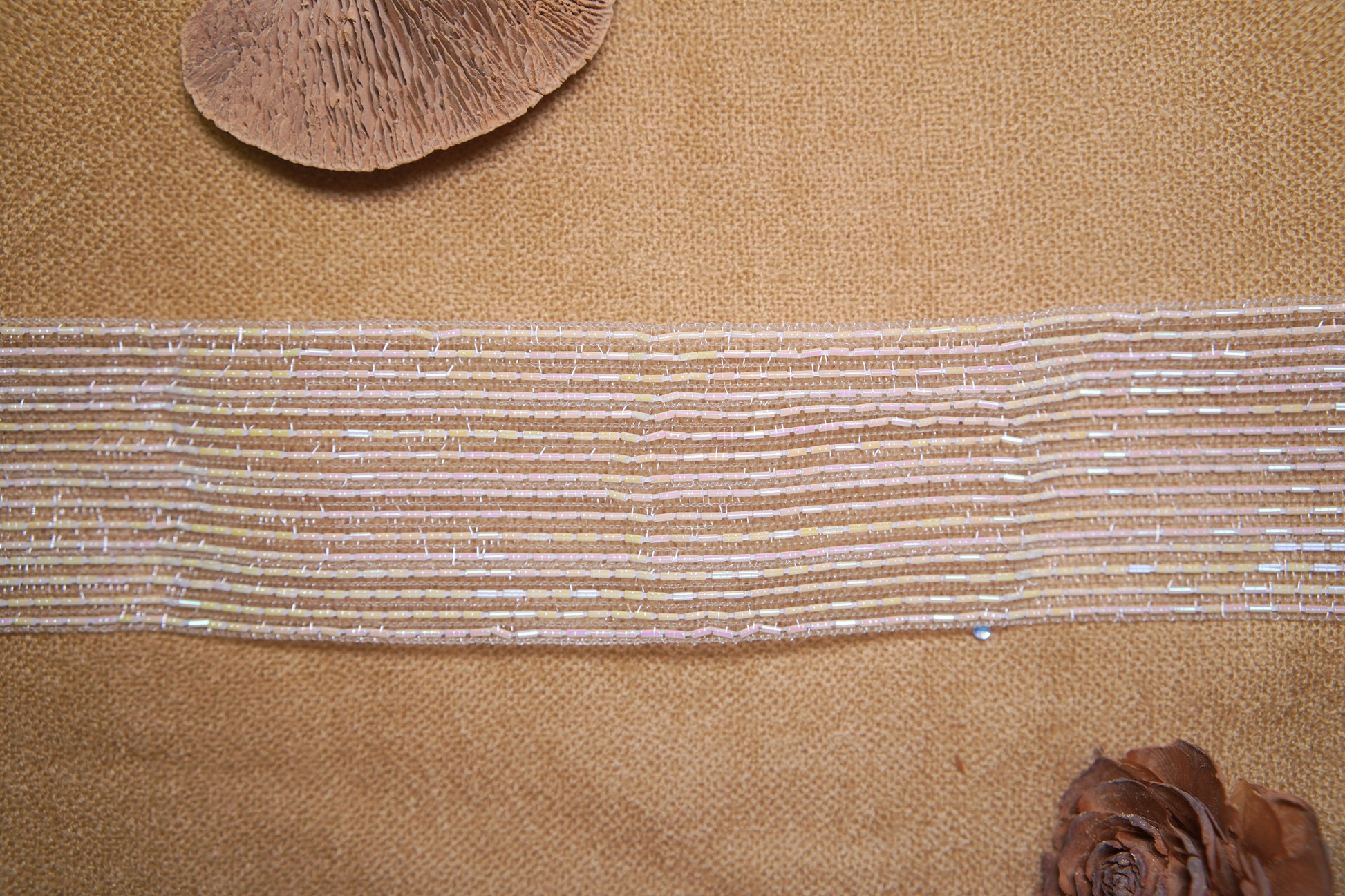 Metallic Grid Sequin Trim on Hard Tulle