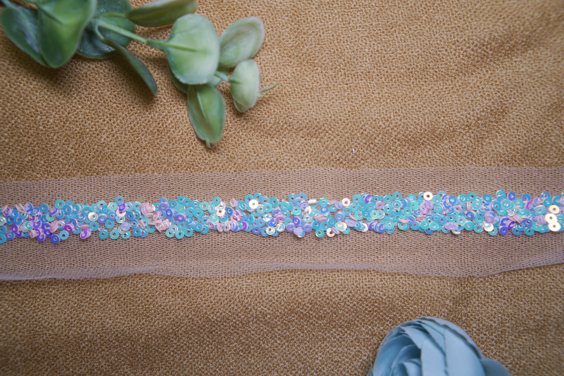Sequin Embellished Tulle Lace Trim