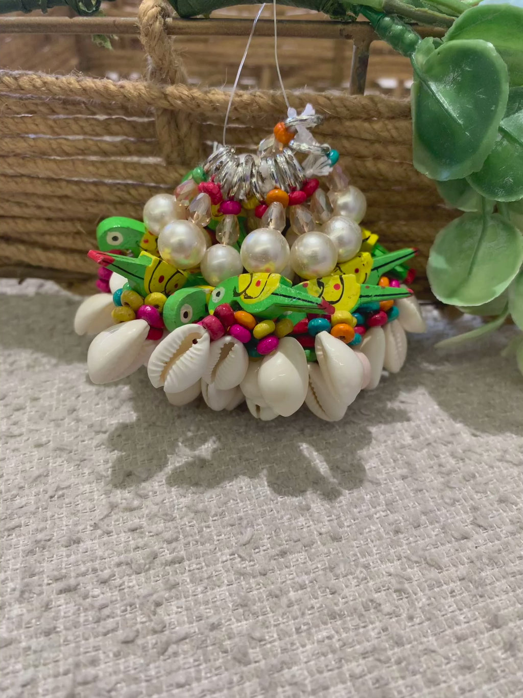 Handcrafted Ethnic Decorative Tassel with Wooden Birds, Cowrie Shells & Beads